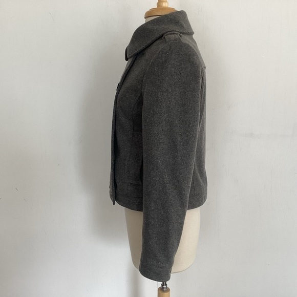 Old Navy Y2K cropped double breasted gray wool blend /epaulets pea coat Medium P - Picture 6 of 12